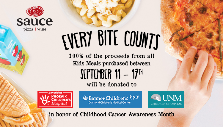 In honor of Childhood Cancer Awareness Month, 100% of the proceeds form all Kids Meals purchased between September 11th and 17th will be donated to local children