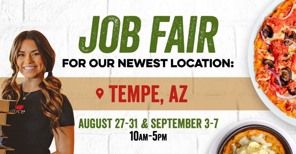 Now Hiring Job fair Tempe, AZ Sauce Pizza & Wine